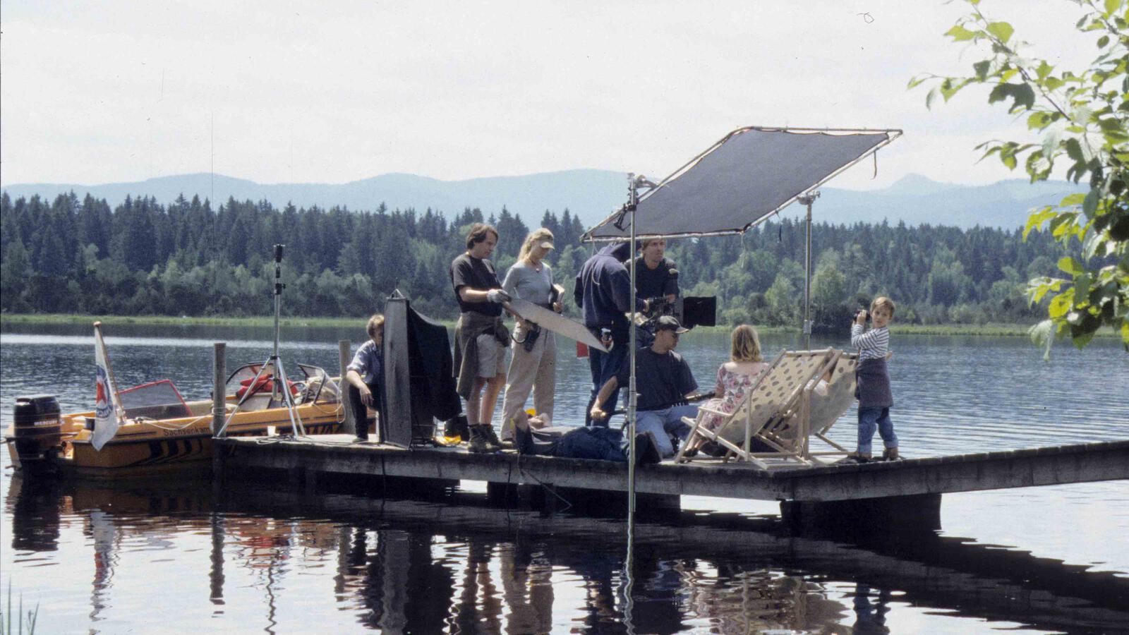 Dreharbeiten auf Steg